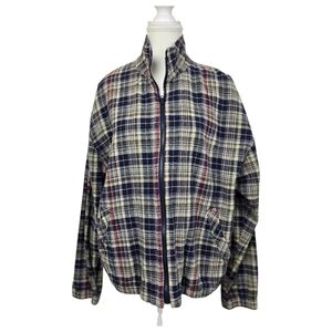 Vintage Snazzie Plaid Linen Blend Zip Up Jacket Size L | Retro Lightweight